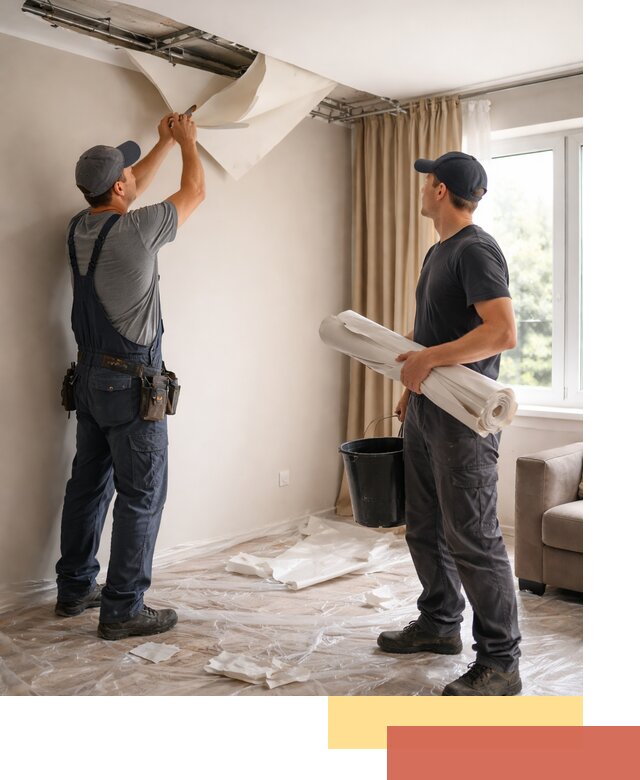 Демонтаж натяжного потолка в Череповце быстро и аккуратно