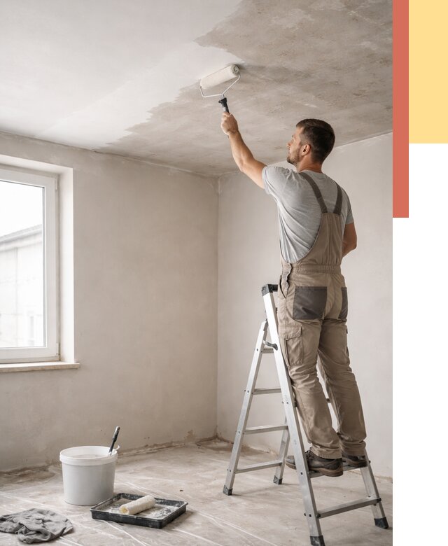 Грунтовка потолка в Череповце от 2555 руб. — быстро и недорого | ОТДЕЛОЧНИК-Чрп