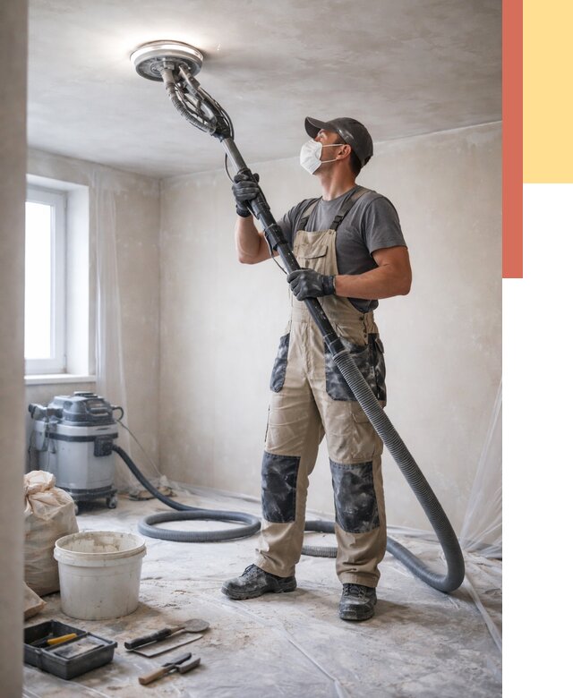 Шлифовка потолка в Череповце от 3577 руб. — услуги шлифования потолка | ОТДЕЛОЧНИК-Чрп