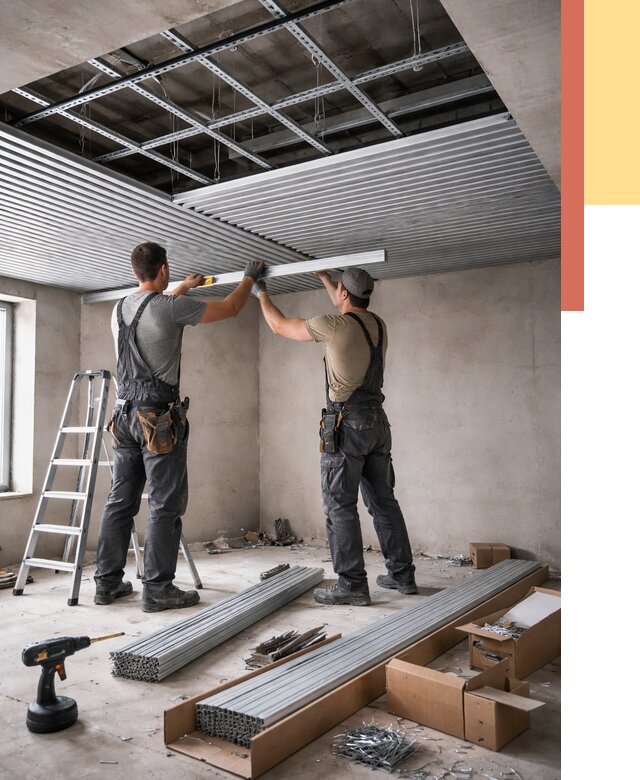 Монтаж реечного потолка в Череповце от 4599 руб. под ключ | ОТДЕЛОЧНИК-Чрп