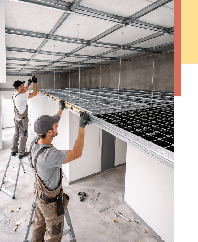 Монтаж потолка грильято в Череповце от 460 руб./м² — быстрая сборка под ключ | ОТДЕЛОЧНИК-Чрп