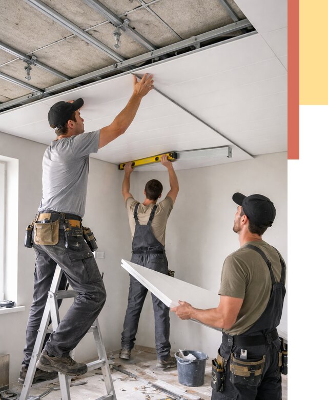 Монтаж потолка из ПВХ панелей в Череповце от 3577 руб./м2 — быстро и недорого | ОТДЕЛОЧНИК-Чрп