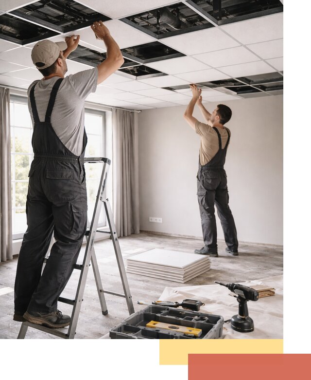 Замена плит подвесного потолка в Череповце быстро и качественно