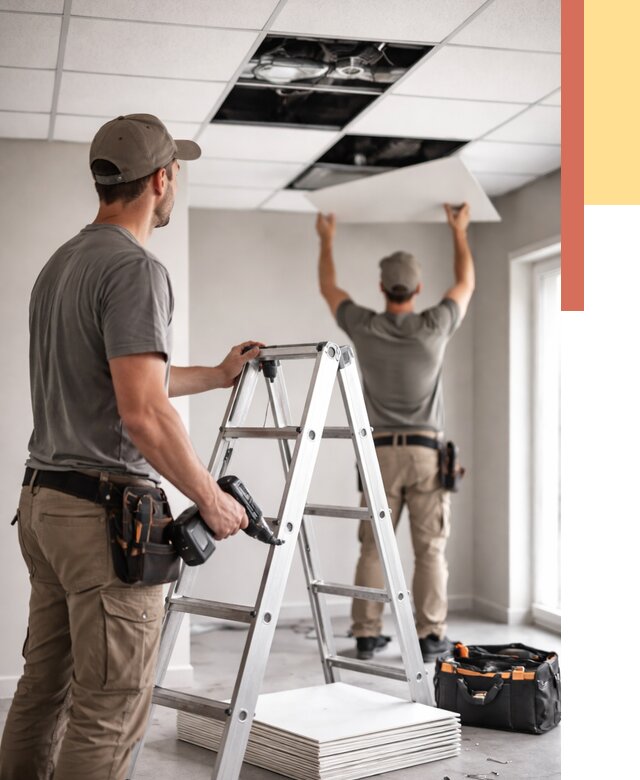 Обслуживание подвесного потолка в Череповце от 3577 руб. — быстро и недорого | ОТДЕЛОЧНИК-Чрп