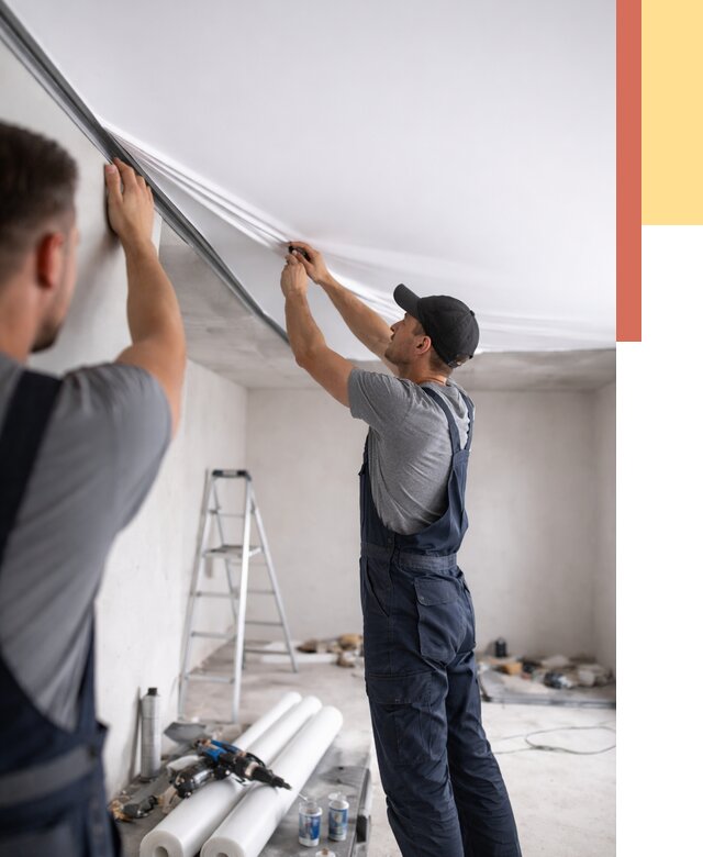 Монтаж матового натяжного потолка в Череповце от 4599 руб./м² — быстро и недорого | ОТДЕЛОЧНИК-Чрп