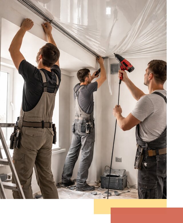 Монтаж глянцевого натяжного потолка в Череповце быстро и качественно