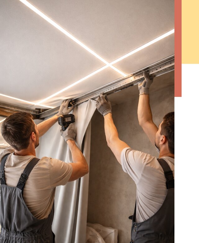 Монтаж натяжного потолка со световыми линиями в Череповце от 1227 руб. | ОТДЕЛОЧНИК-Чрп