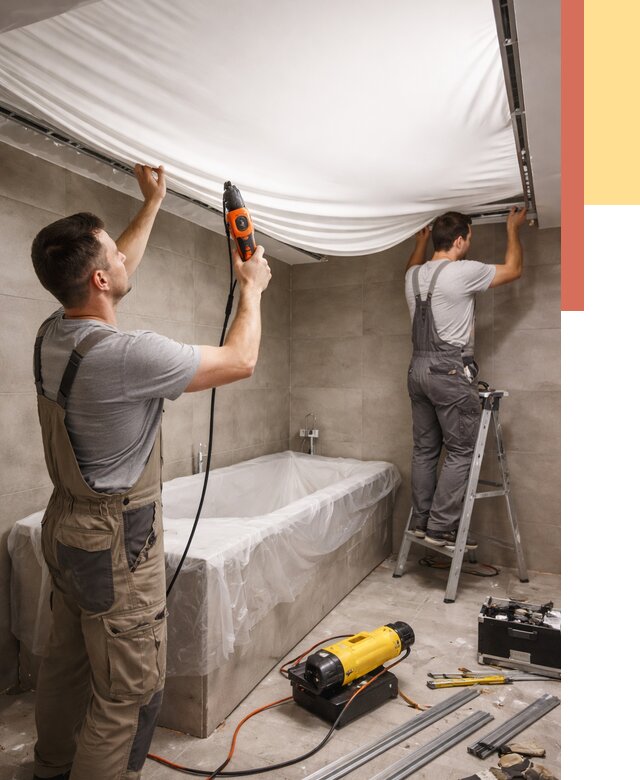 Монтаж натяжного потолка в ванной в Череповце от 1227 руб. под ключ | ОТДЕЛОЧНИК-Чрп