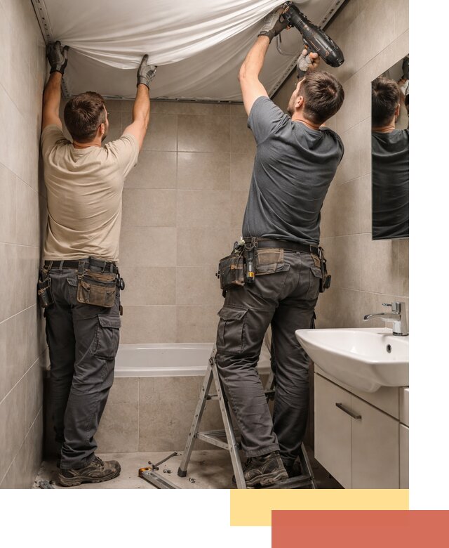 Монтаж натяжного потолка в ванной в Череповце быстро и качественно