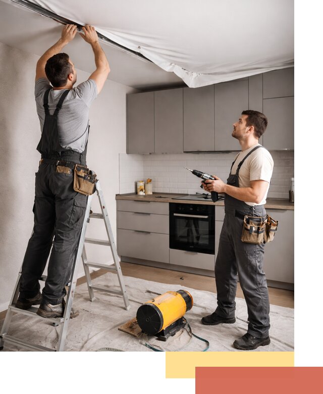 Монтаж натяжного потолка на кухне в Череповце