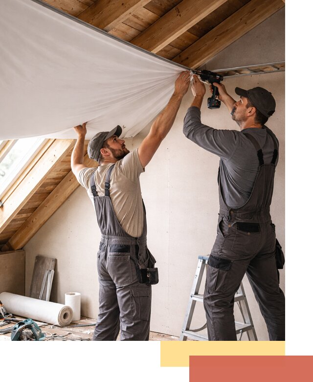 Монтаж натяжного потолка в мансарде в Череповце