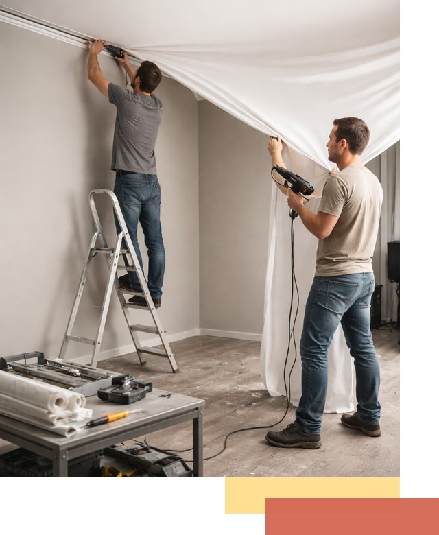 Монтаж натяжного потолка в студии в Череповце