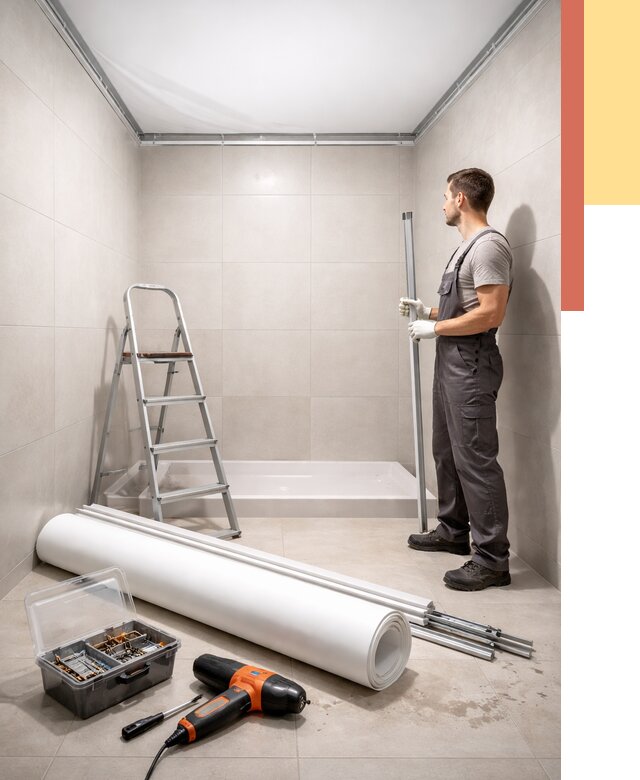 Монтаж натяжного потолка в санузле в Череповце от 1891 руб. — ОТДЕЛОЧНИК-Чрп