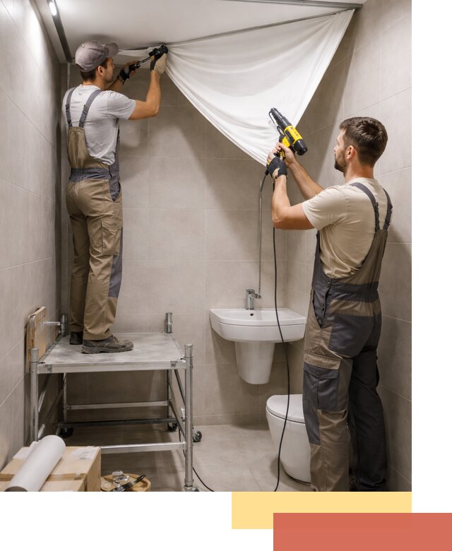 Монтаж натяжного потолка в санузле в Череповце