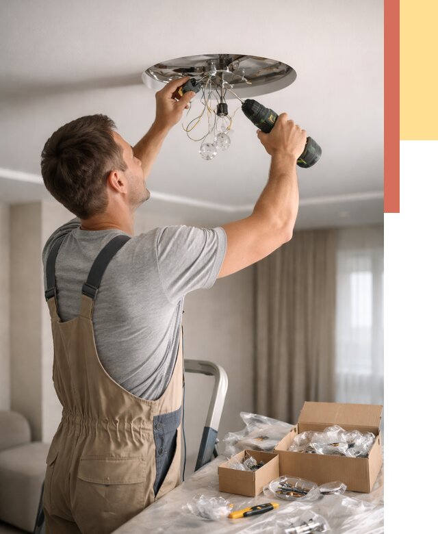 Установка люстры в натяжной потолок в Череповце от 1227 руб. | Быстро и недорого — ОТДЕЛОЧНИК-Чрп