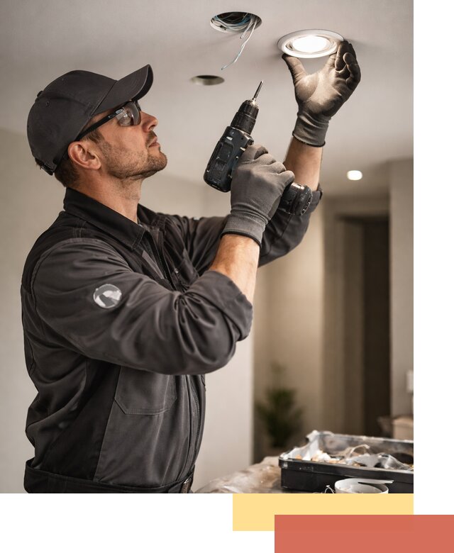 Установка точечных светильников в натяжной потолок в Череповце