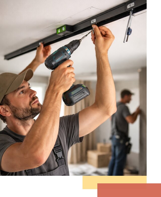 Установка трековых светильников в натяжной потолок в Череповце