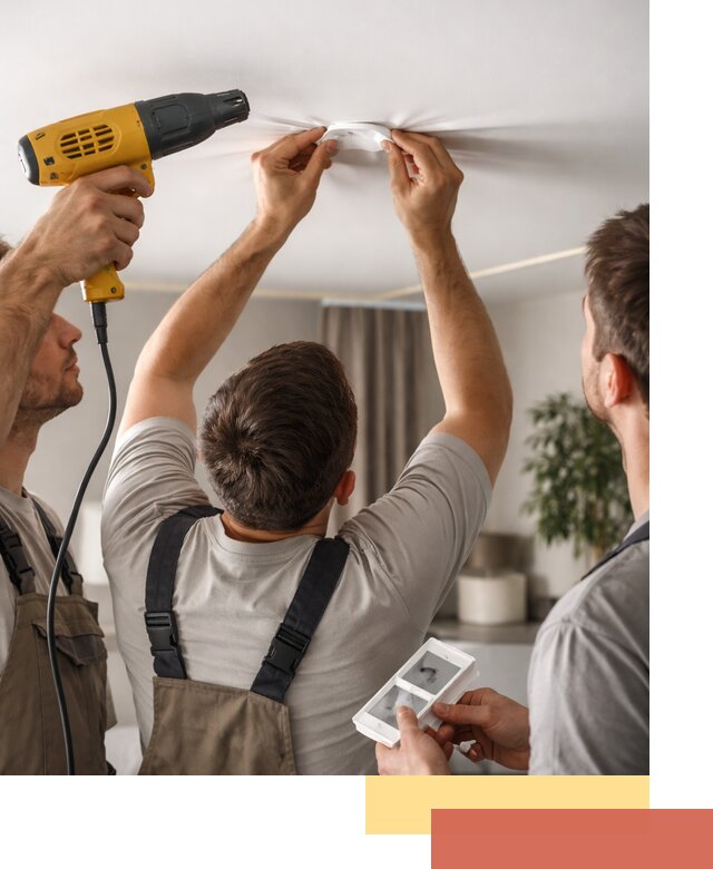 Ремонт прокола полотна натяжного потолка в Череповце