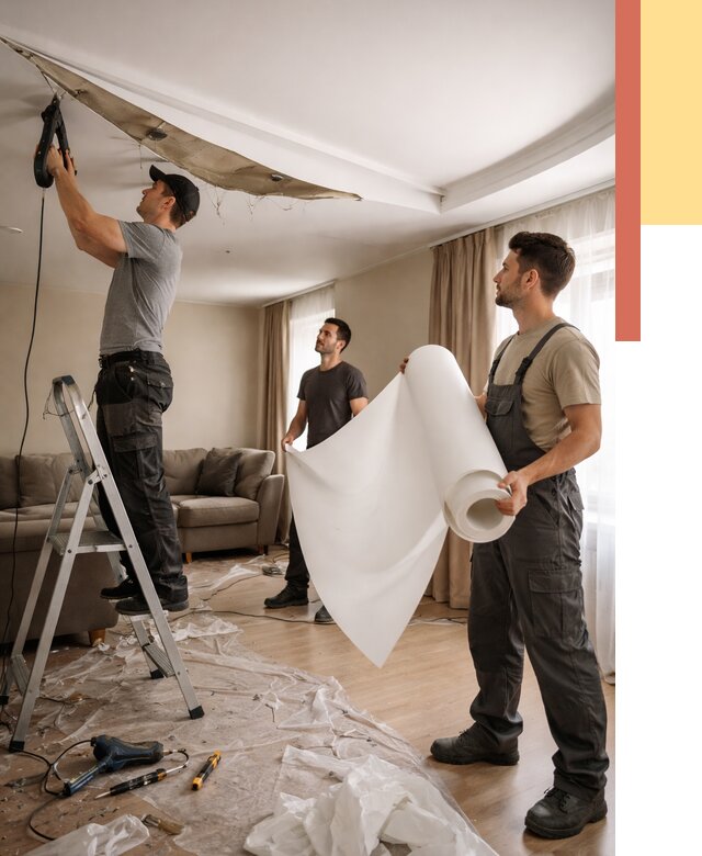 Замена полотна натяжного потолка в Череповце от 9710 руб. быстро и недорого | ОТДЕЛОЧНИК-Чрп