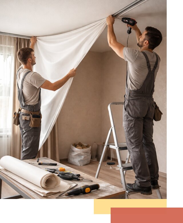 Замена полотна натяжного потолка в Череповце быстро и качественно