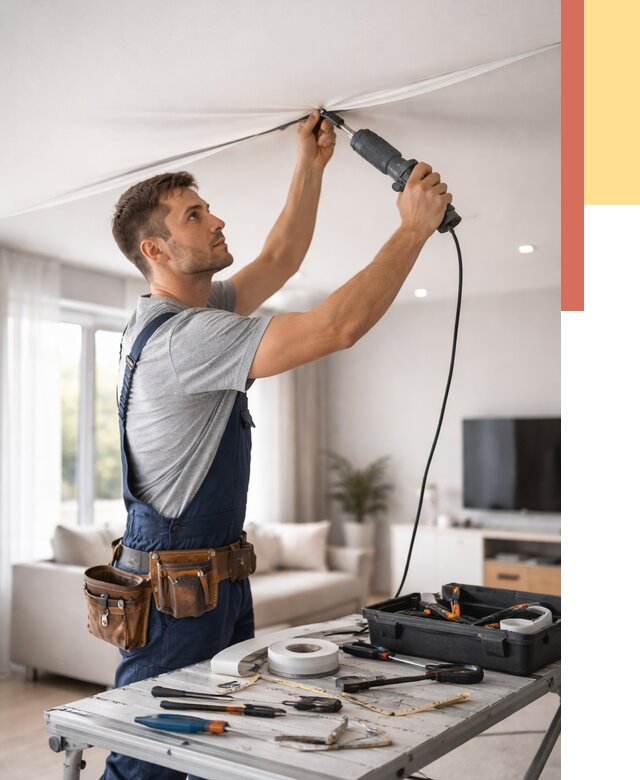 Ремонт натяжных потолков в Череповце от 9710 руб. под ключ — ОТДЕЛОЧНИК-Чрп