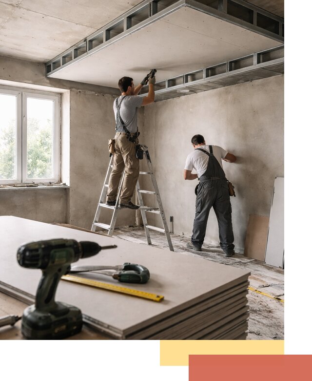 Двухуровневый потолок из гипсокартона в Череповце