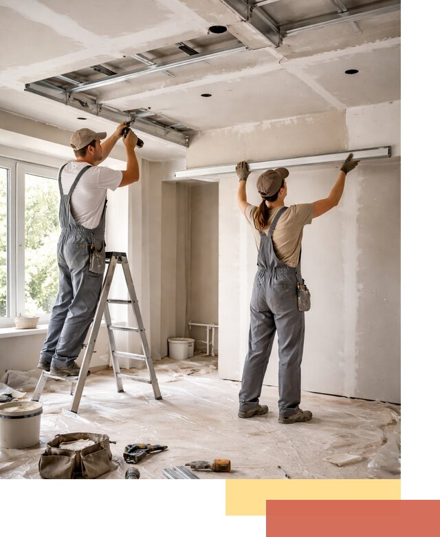 Монтаж многоуровневого потолка из гипсокартона в Череповце