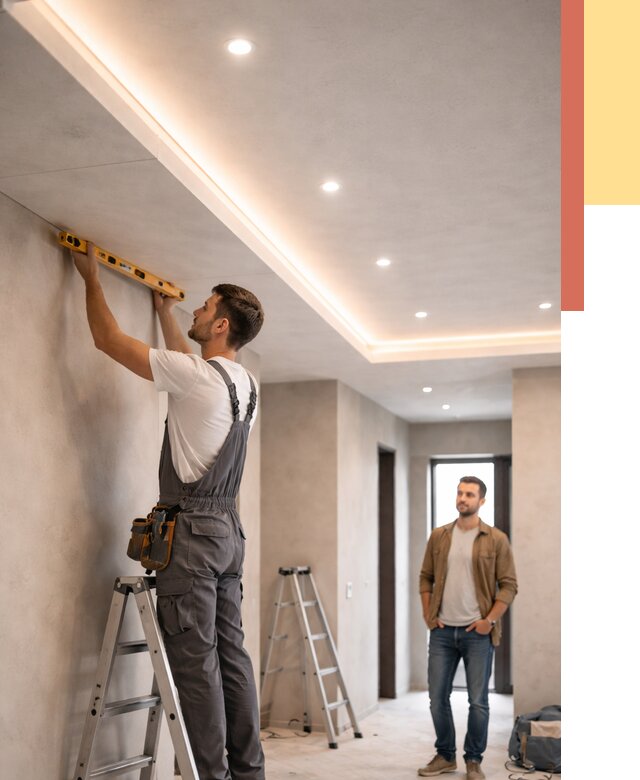 Потолок из гипсокартона с подсветкой в Череповце от 767 руб./м2 под ключ | ОТДЕЛОЧНИК-Чрп