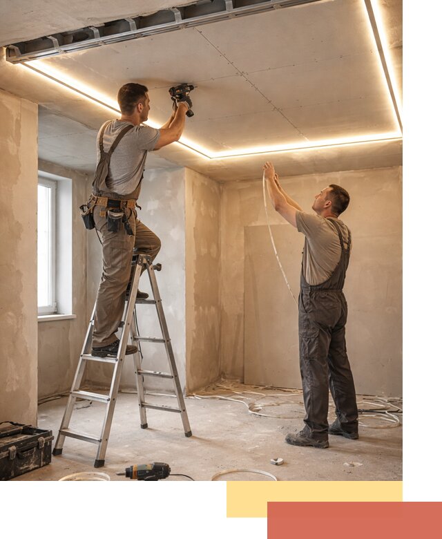 Потолок из гипсокартона с подсветкой в Череповце