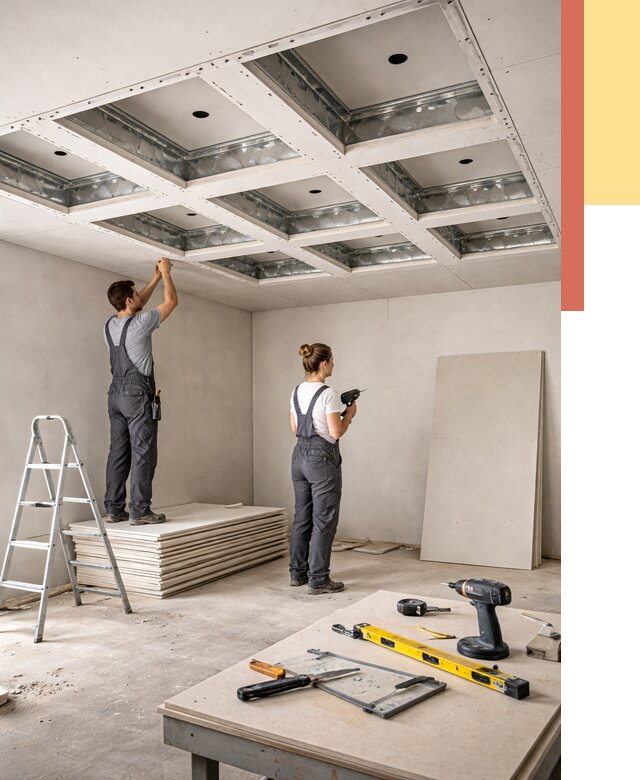 Кессонный потолок из гипсокартона в Череповце от 1891 руб. — монтаж и под ключ | ОТДЕЛОЧНИК-Чрп