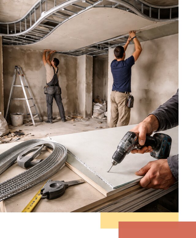 Криволинейный потолок из гипсокартона в Череповце — монтаж и отделка