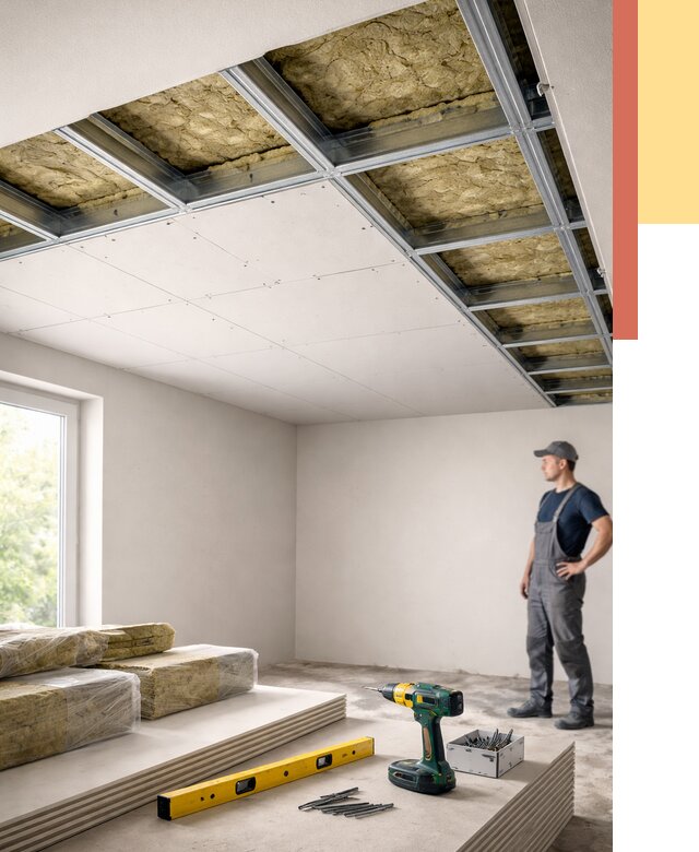 Звукоизоляция потолка ГКЛ в Череповце от 971 руб. — монтаж под ключ | ОТДЕЛОЧНИК-Чрп