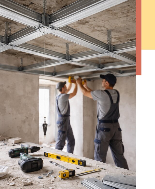 Монтаж каркаса потолка из профиля в Череповце от 4599 руб. — услуги ОТДЕЛОЧНИК-Чрп