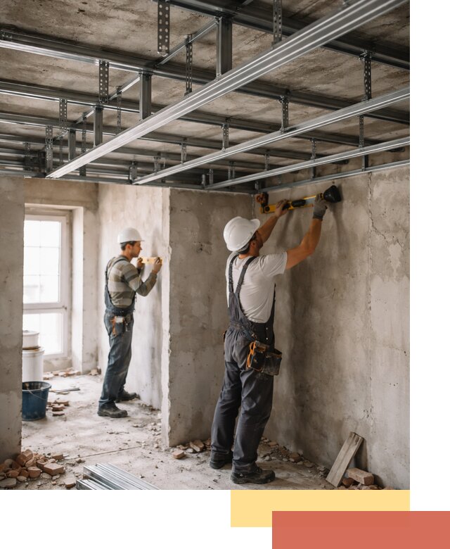 Монтаж каркаса потолка из профильного профиля в Череповце