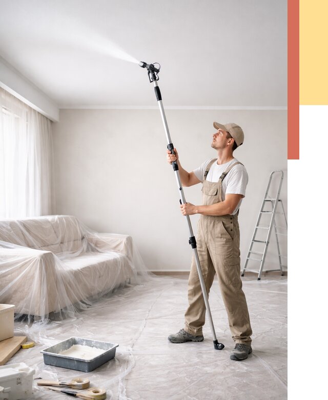 Покраска потолка краскопультом в Череповце от 4599 руб. быстро и недорого | ОТДЕЛОЧНИК-Чрп