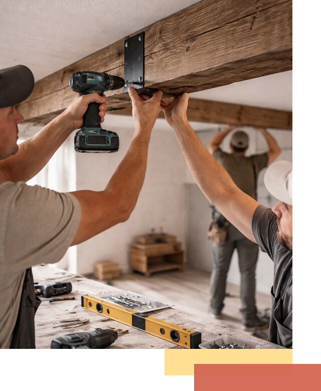 Монтаж декоративных потолочных балок в Череповце